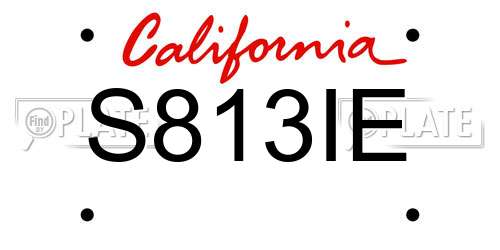 S813IE California License Plate