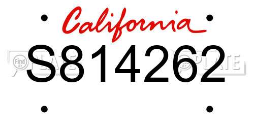 S814262 California License Plate