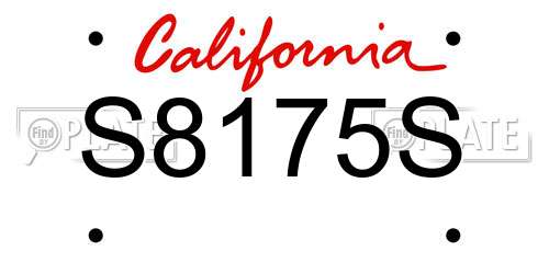 S8175S California License Plate