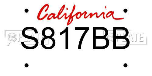 S817BB California License Plate