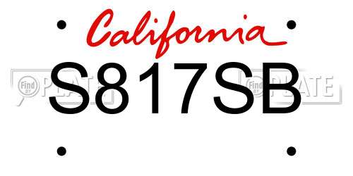 S817SB California License Plate