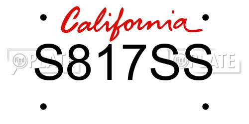 S817SS California License Plate