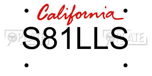 S81LLS California License Plate