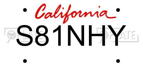 S81NHY California License Plate