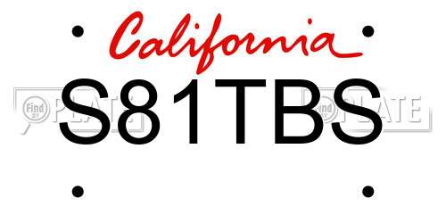 S81TBS California License Plate