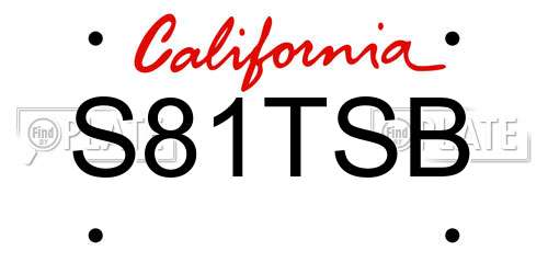S81TSB California License Plate