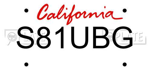 S81UBG California License Plate