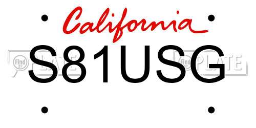 S81USG California License Plate
