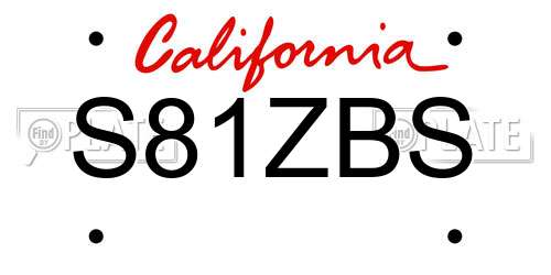 S81ZBS California License Plate
