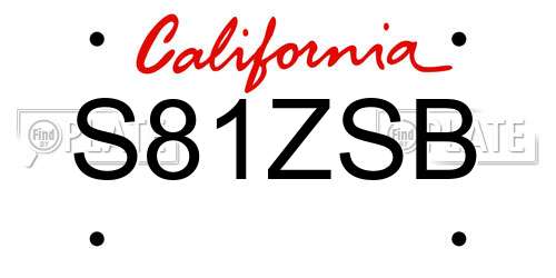 S81ZSB California License Plate