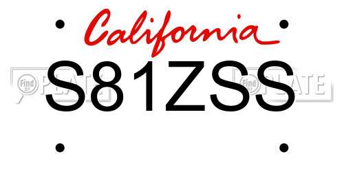 S81ZSS California License Plate