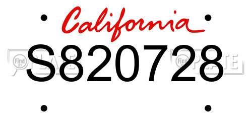 S820728 California License Plate