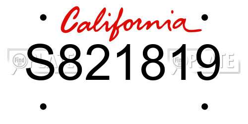 S821819 California License Plate