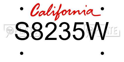 S8235W California License Plate