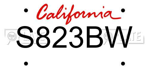 S823BW California License Plate