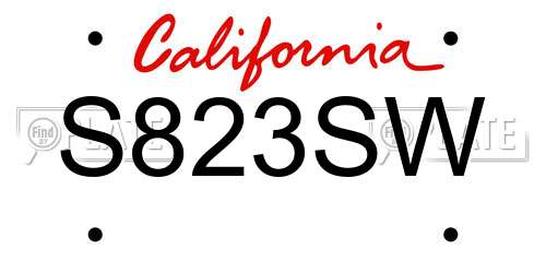 S823SW California License Plate