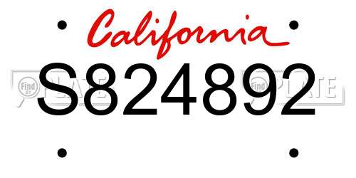 S824892 California License Plate