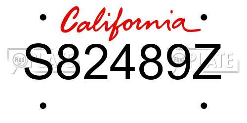 S82489Z California License Plate
