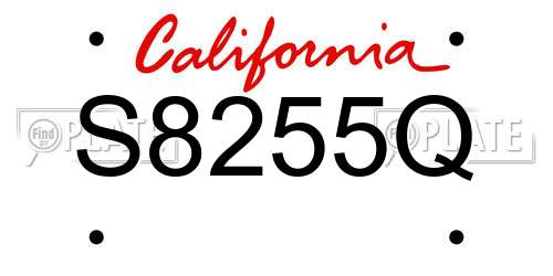S8255Q California License Plate