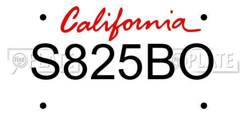 S825BO California License Plate
