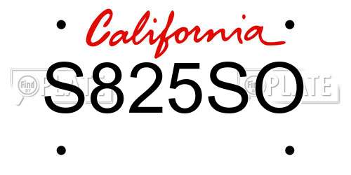S825SO California License Plate
