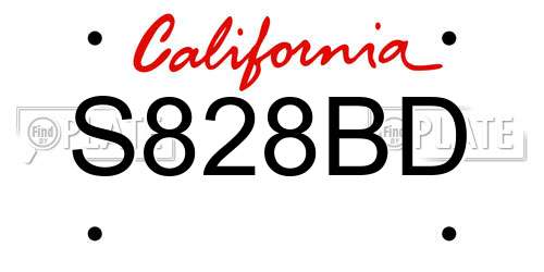 S828BD California License Plate