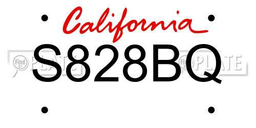 S828BQ California License Plate