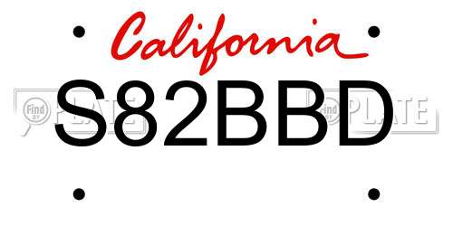 S82BBD California License Plate