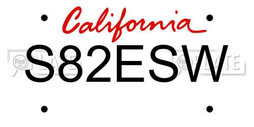 S82ESW California License Plate