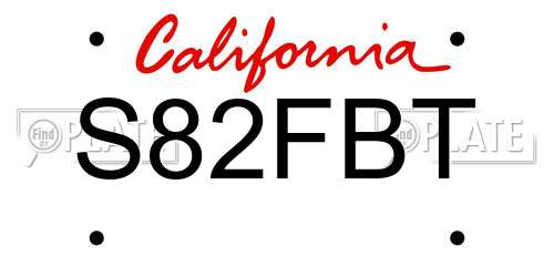 S82FBT California License Plate