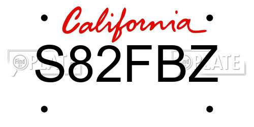 S82FBZ California License Plate