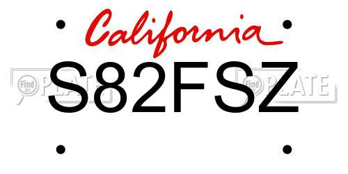 S82FSZ California License Plate