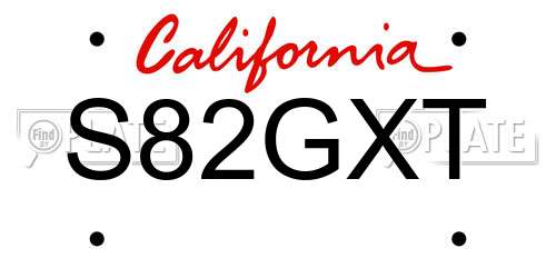 S82GXT California License Plate