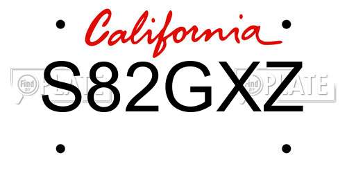 S82GXZ California License Plate