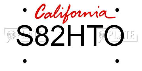 S82HTO California License Plate