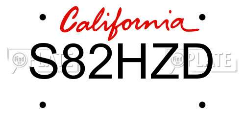S82HZD California License Plate