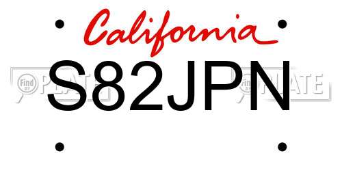 S82JPN California License Plate