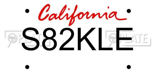 S82KLE California License Plate
