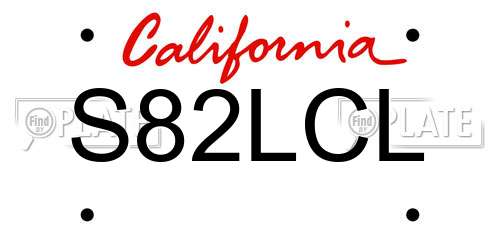 S82LCL California License Plate