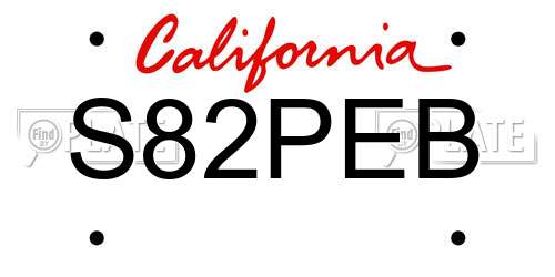 S82PEB California License Plate