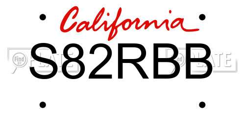 S82RBB California License Plate
