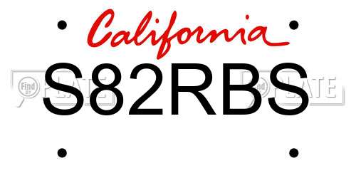 S82RBS California License Plate
