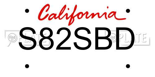 S82SBD California License Plate