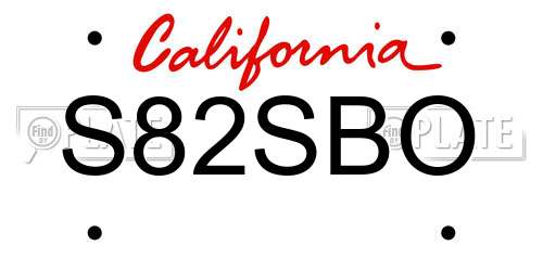 S82SBO California License Plate