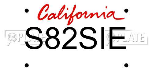 S82SIE California License Plate