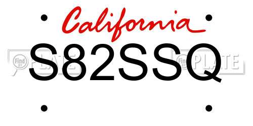 S82SSQ California License Plate