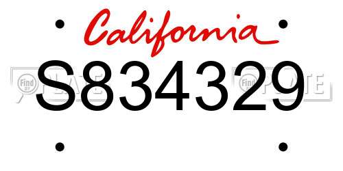 S834329 California License Plate