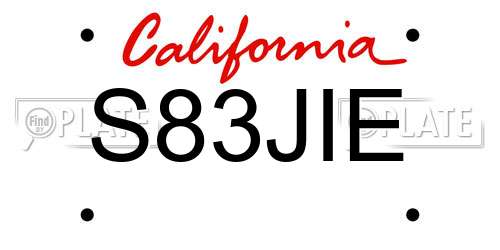 S83JIE California License Plate