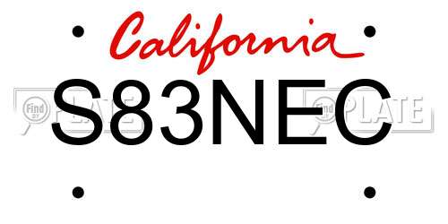 S83NEC California License Plate