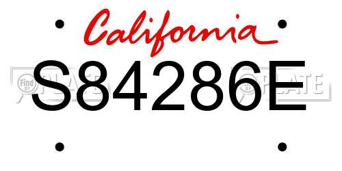 S84286E California License Plate